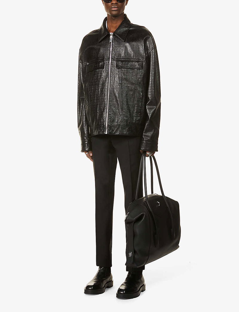 Givenchy Monogram-embossed Boxy-fit Leather Jacket - Black