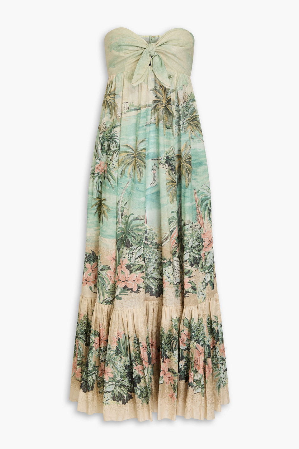 long sleeve maxi dress modest Elegant Tropical Leaf Print Long Sleeve Maxi Dress main image 0