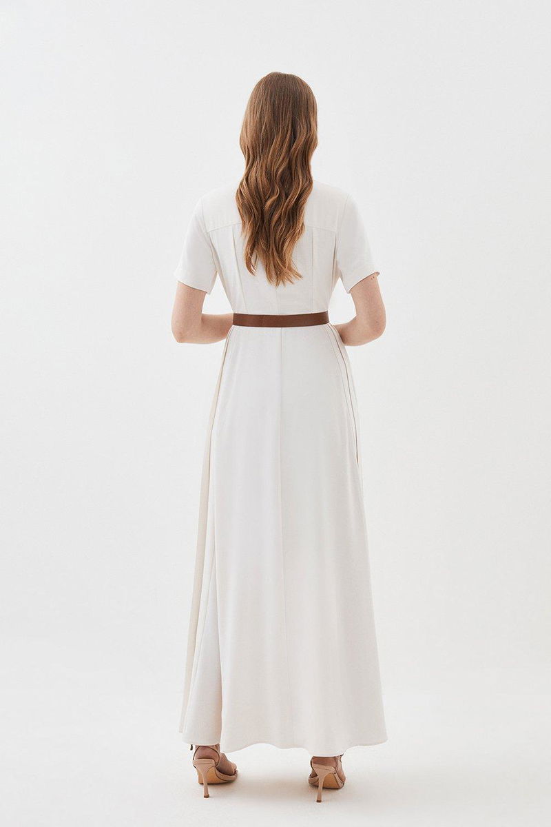 soft tailored pleat panel midi shirt dress KAREN MILLEN Soft Tailored Pleat Panel Midi Shirt Dress