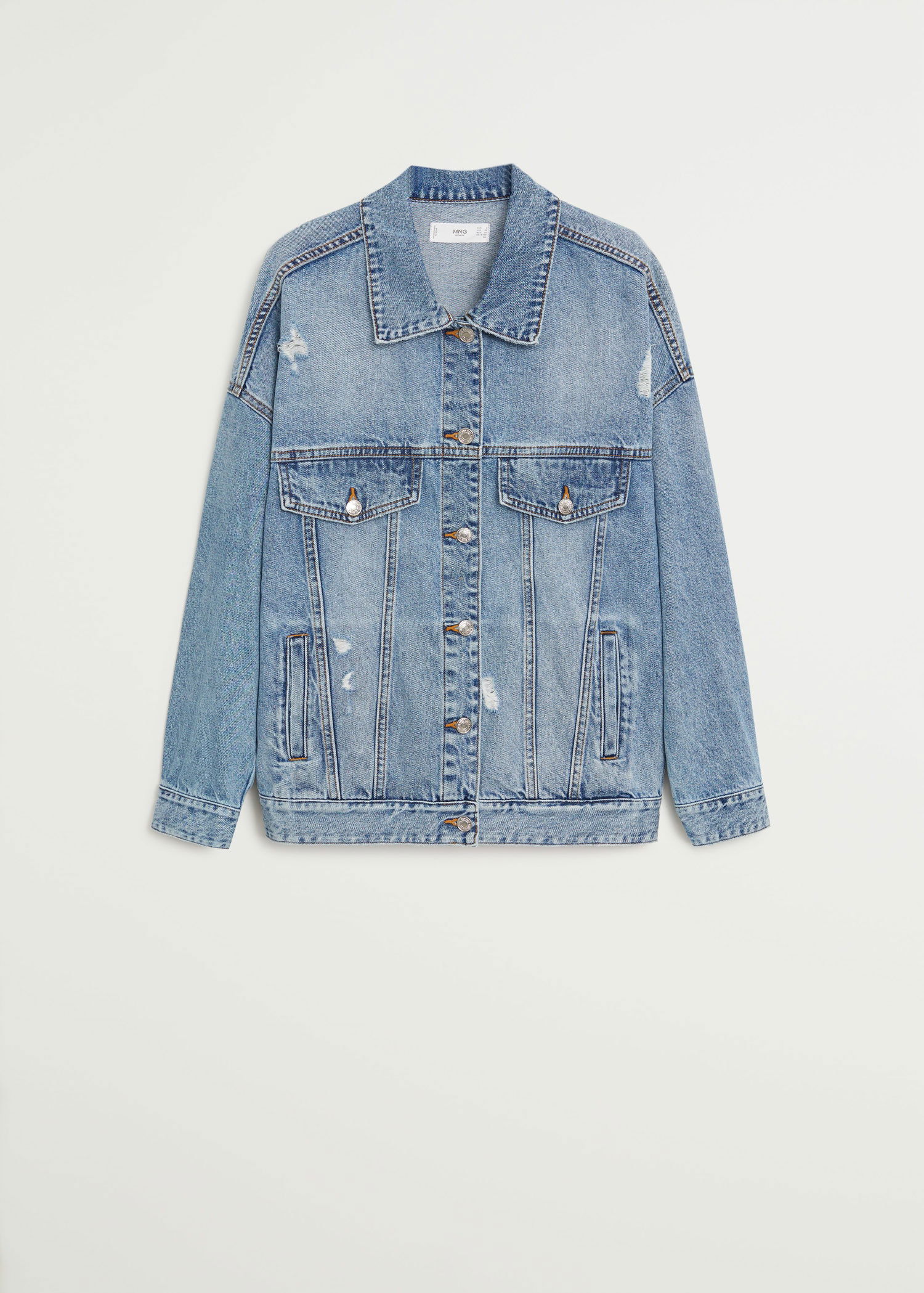 MANGO Oversize Denim Jacket in Medium Blue | Endource