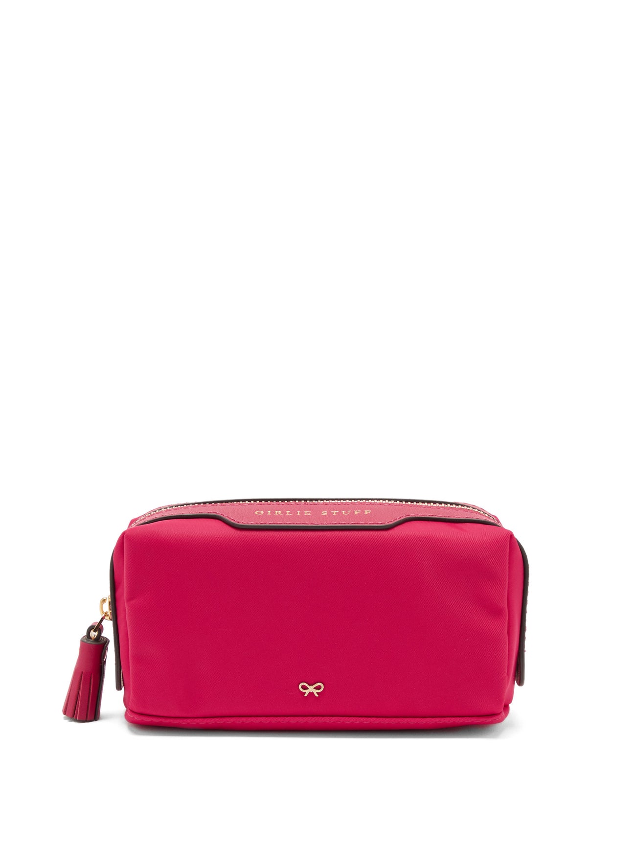 ANYA HINDMARCH Girlie Stuff Leather-Trimmed Nylon Make-Up Bag in Pink