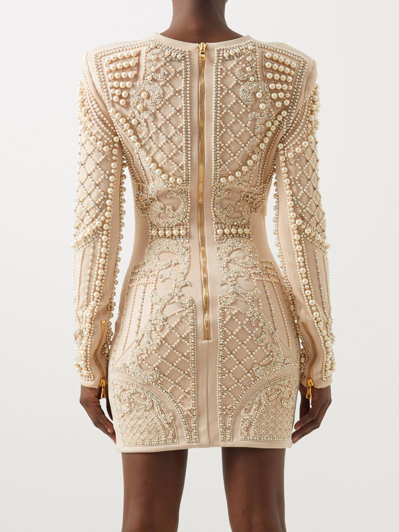 BALMAIN Revival Crystal And Faux-Pearl Mini Dress | endource BALMAIN Revival Crystal And Faux-Pearl Mini Dress | endource