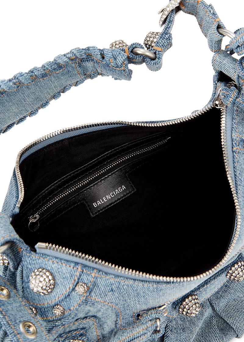 Balenciaga Le Cagole Mini Monogram Denim Shoulder Bag