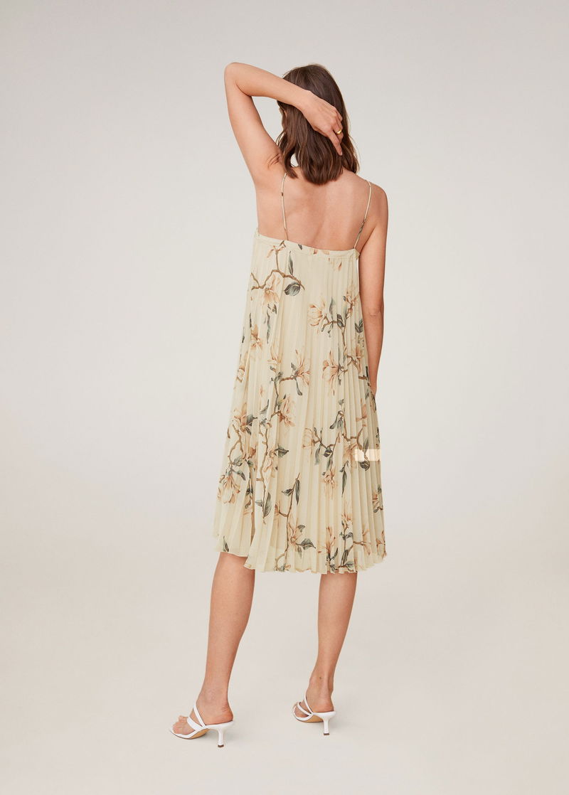 mango pleated floral dress Mango premium pleated maxi dress with backless detail in floral