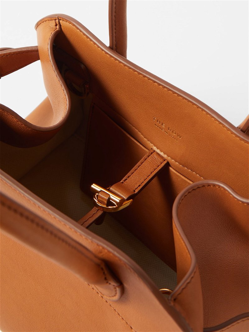The Row Soft Margaux Leather Top Handle Bag in Natural