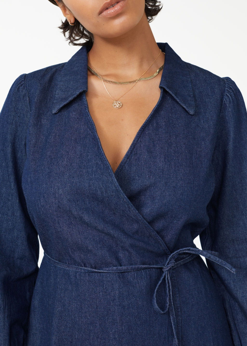 & OTHER STORIES Denim Wrap Mini Dress | endource