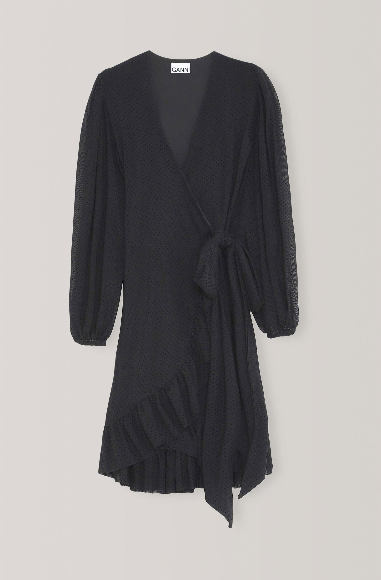 ganni dot mesh dress GANNI Dot Mesh Wrap Dress