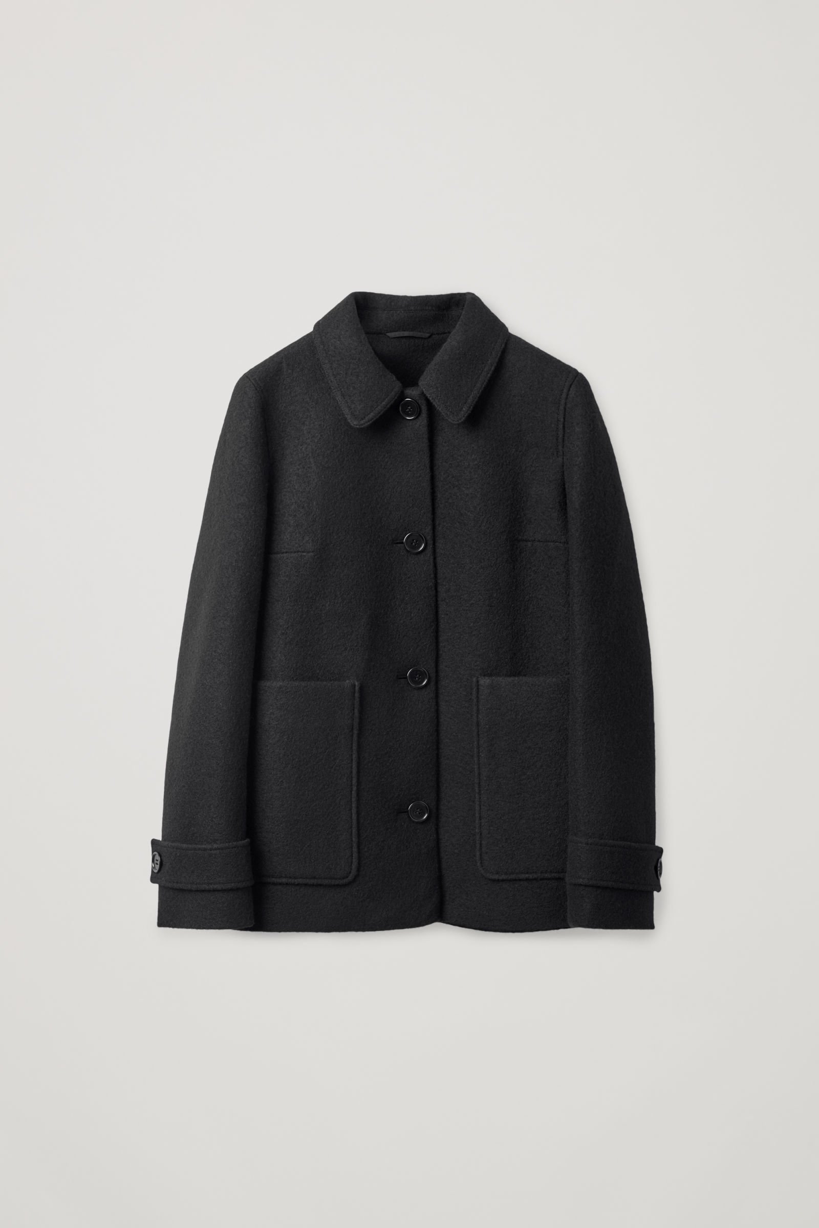 COS Boiled Wool Jacket in Black | Endource