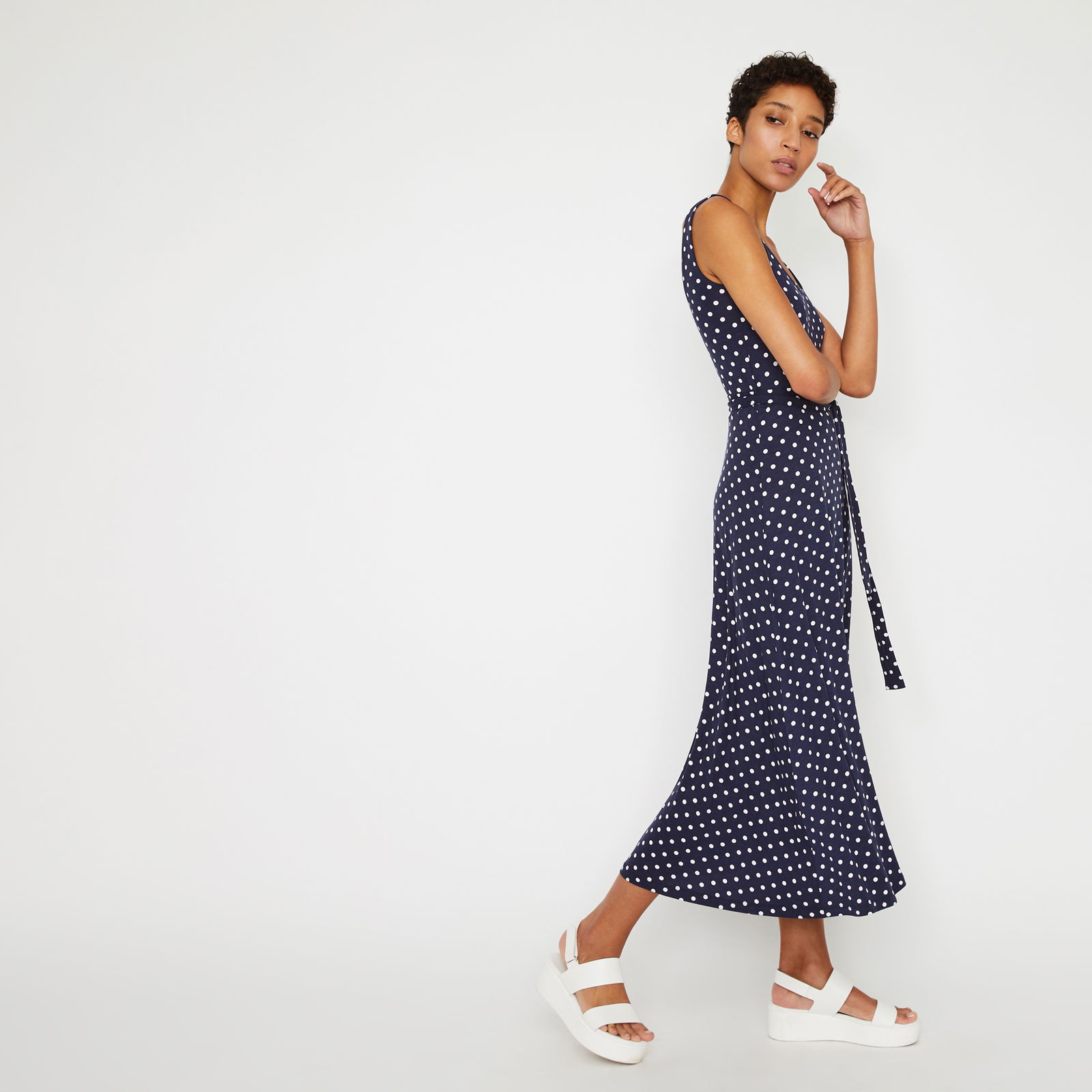 mixed spot midi dress warehouse WAREHOUSE Mixed Polka Dot Midi Dress