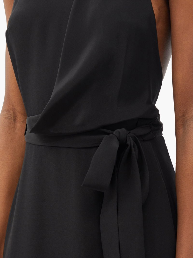 RAEY Halter-Neck Draped-Front Wraparound Silk Dress | Endource