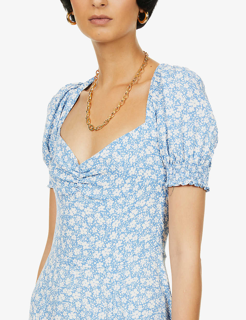 REFORMATION Lacey Floral-Print Woven Midi Dress | endource