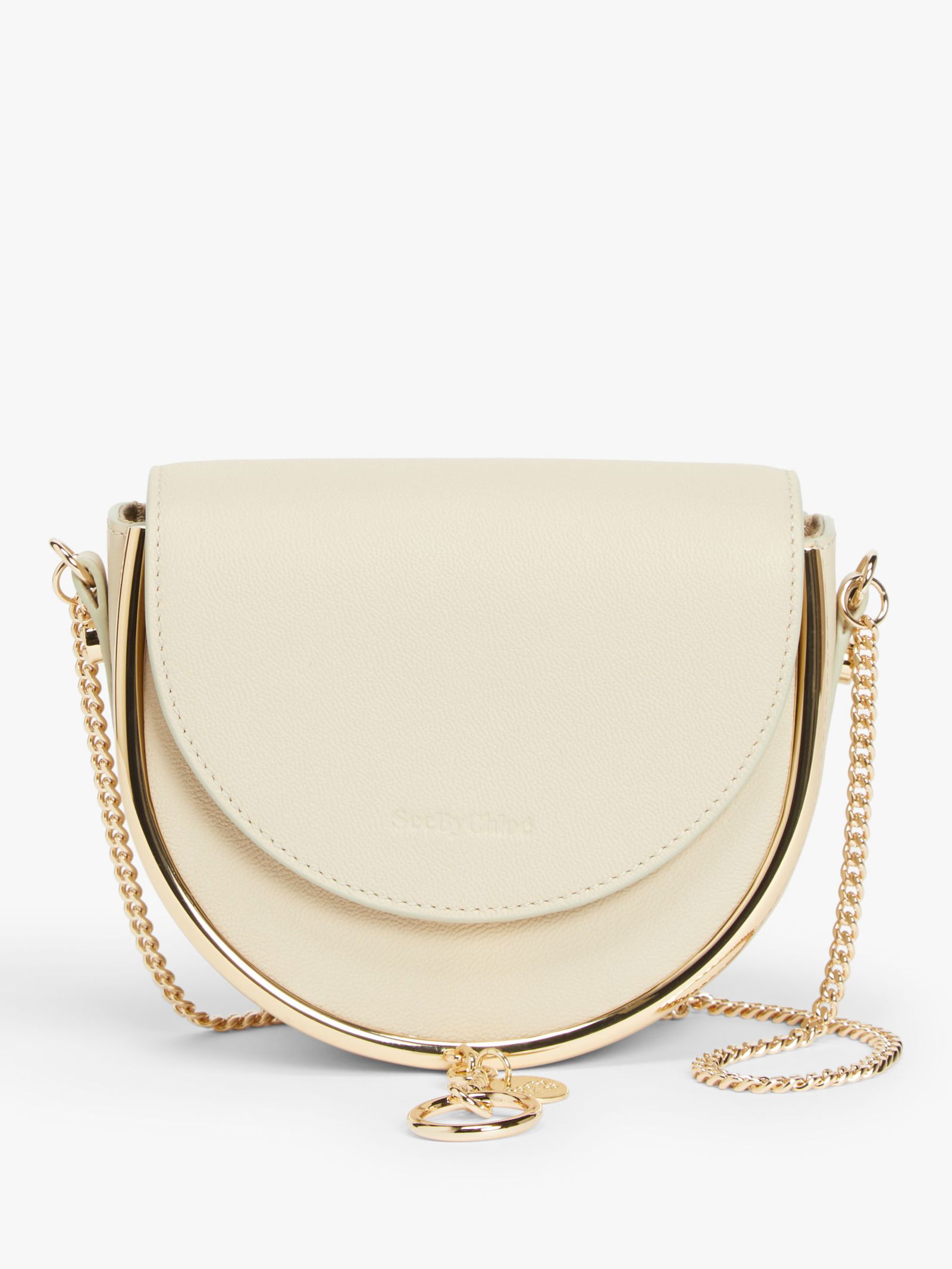 SEE BY CHLOÉ Mara Mini Chain Leather Cross Body Bag in Cement Beige ...