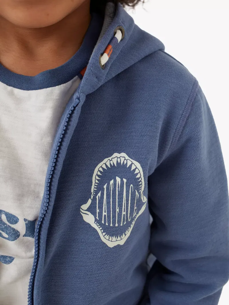 FATFACE Kids' Megalodon Zip Through Hoodie endource