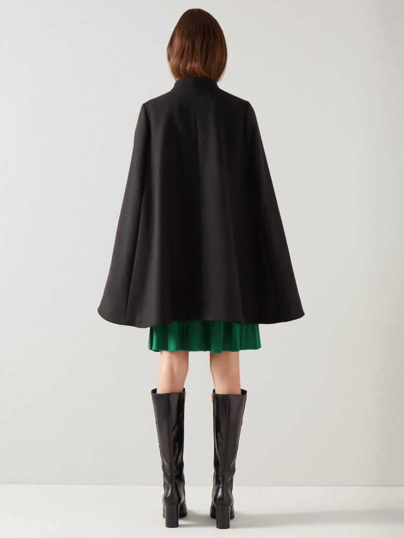 18.01 Italian Wool Cashmere Whipstitch Cape Coat