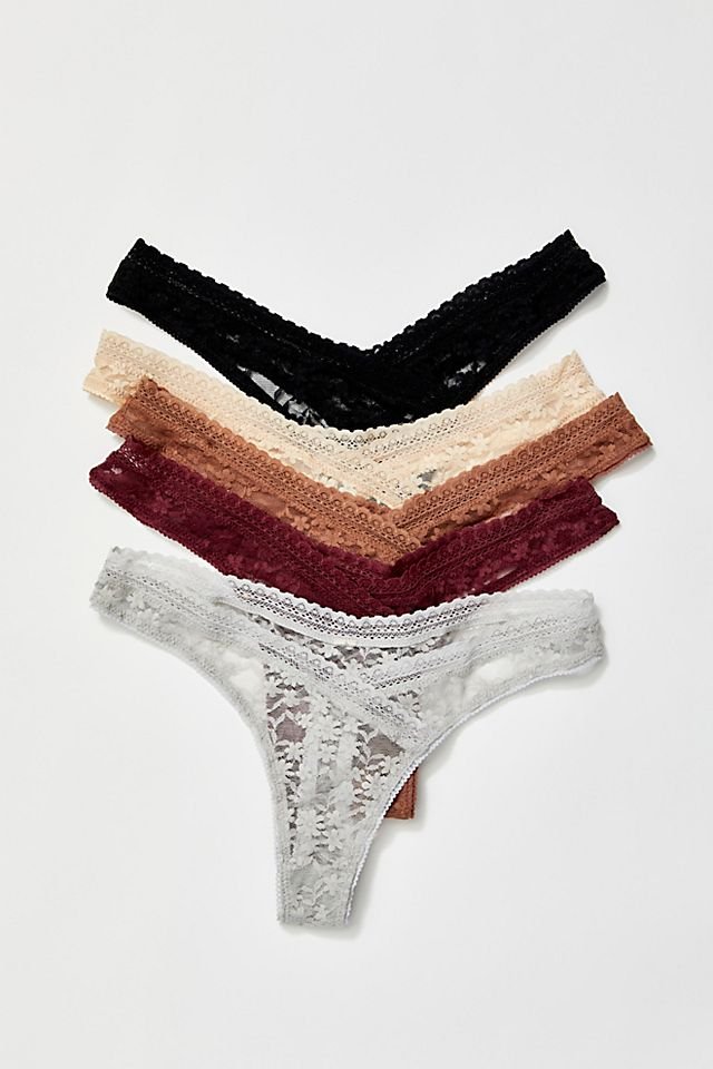 Free People Daisy Lace High-cut Thong 5-pack Undies - Multi Combo