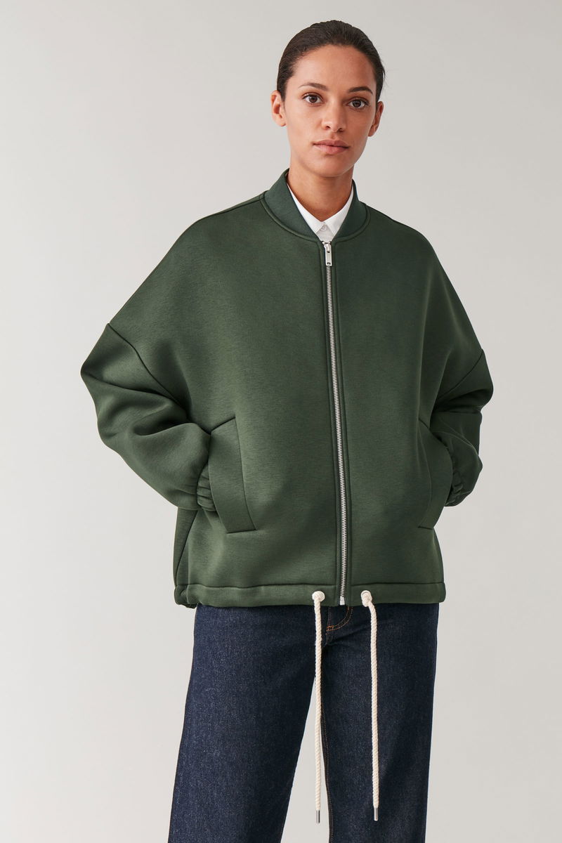 Cropped Quilted Scuba Combo Bomber Jacket main image 1