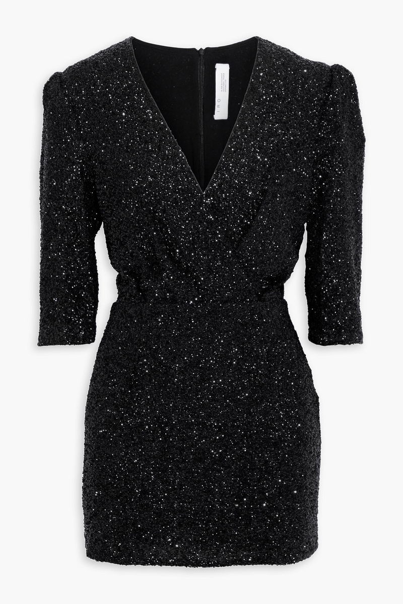 IRO Justify Wrap-Effect Sequined Crepe Mini Dress | endource
