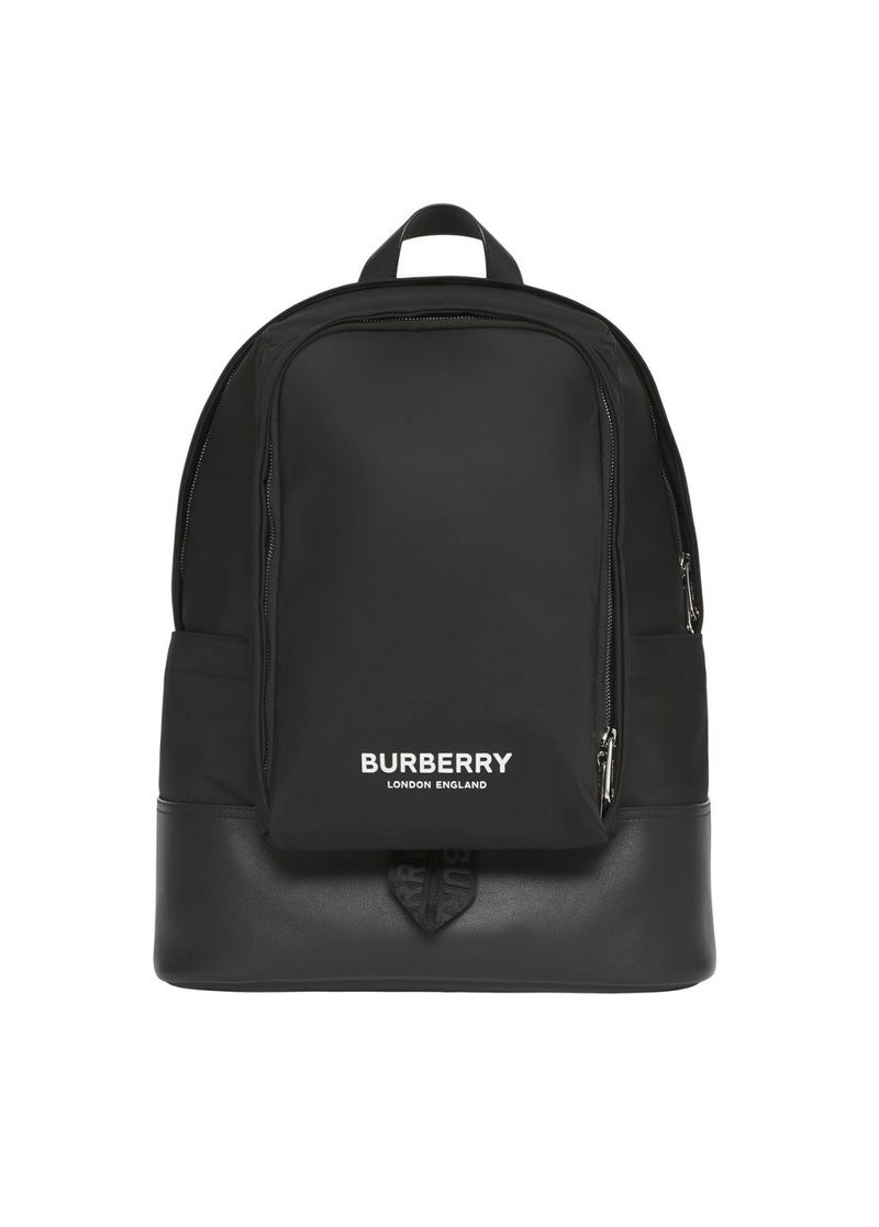 BURBERRY Large Logo Print Econyl® And Leather Backpack endource