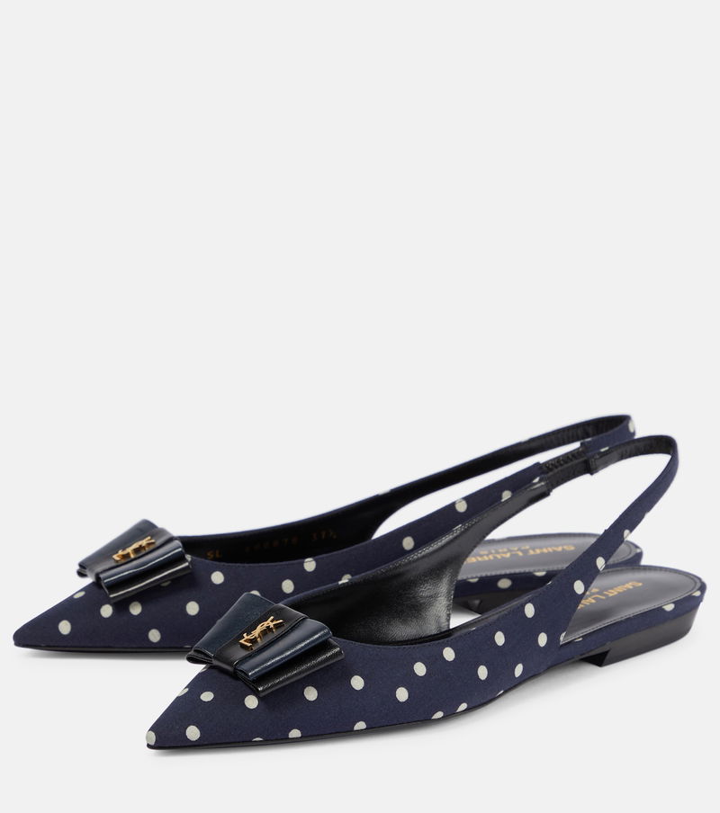 SAINT LAURENT Anaïs Polka-Dot Slingback Ballet Flats endource