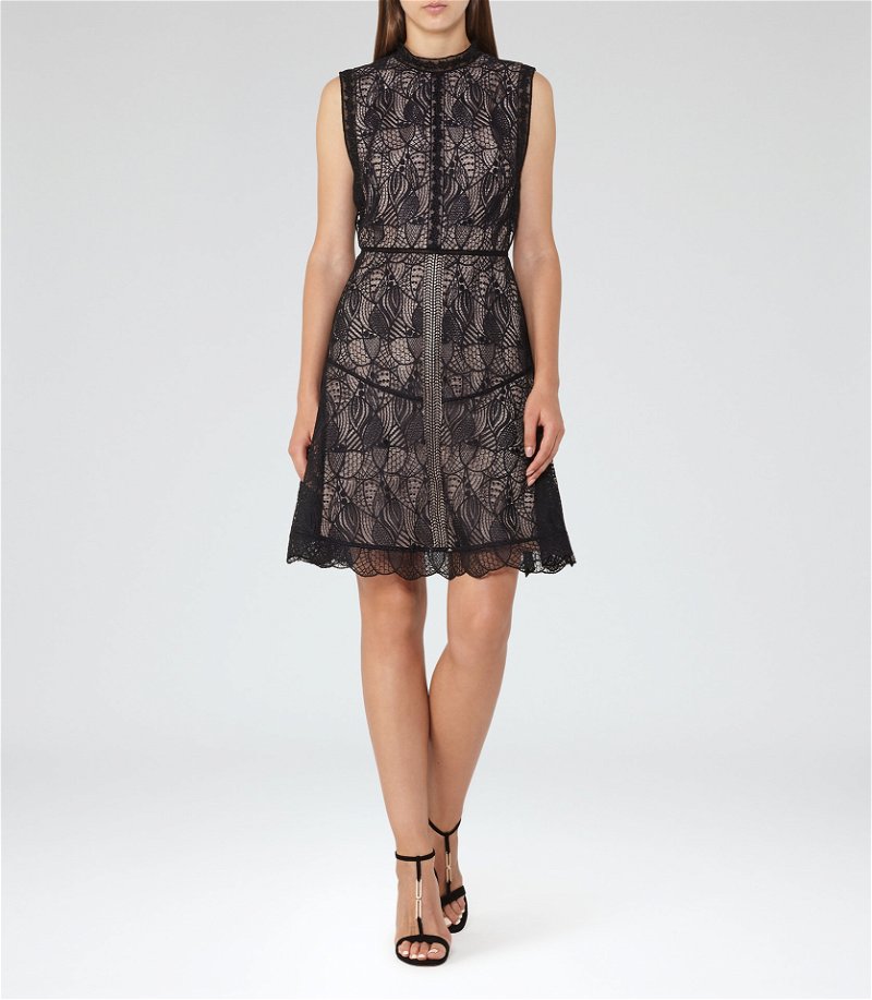 REISS Tori Lace Fit And Flare Dress | Endource