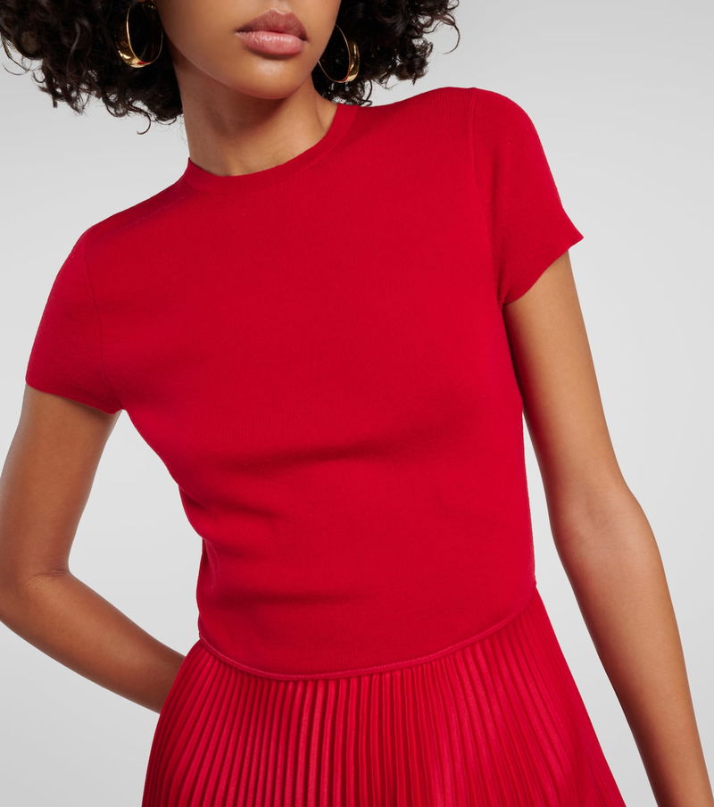 POLO RALPH LAUREN Pleated Wool-Blend Midi Dress | endource