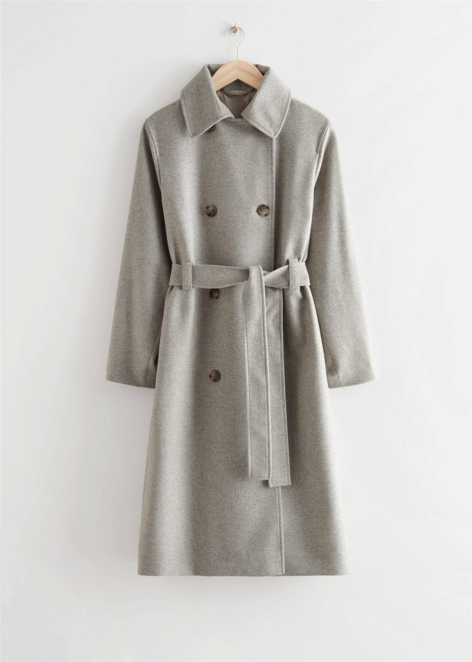 & OTHER STORIES Relaxed Wool Blend Trench Coat in Grey | Endource