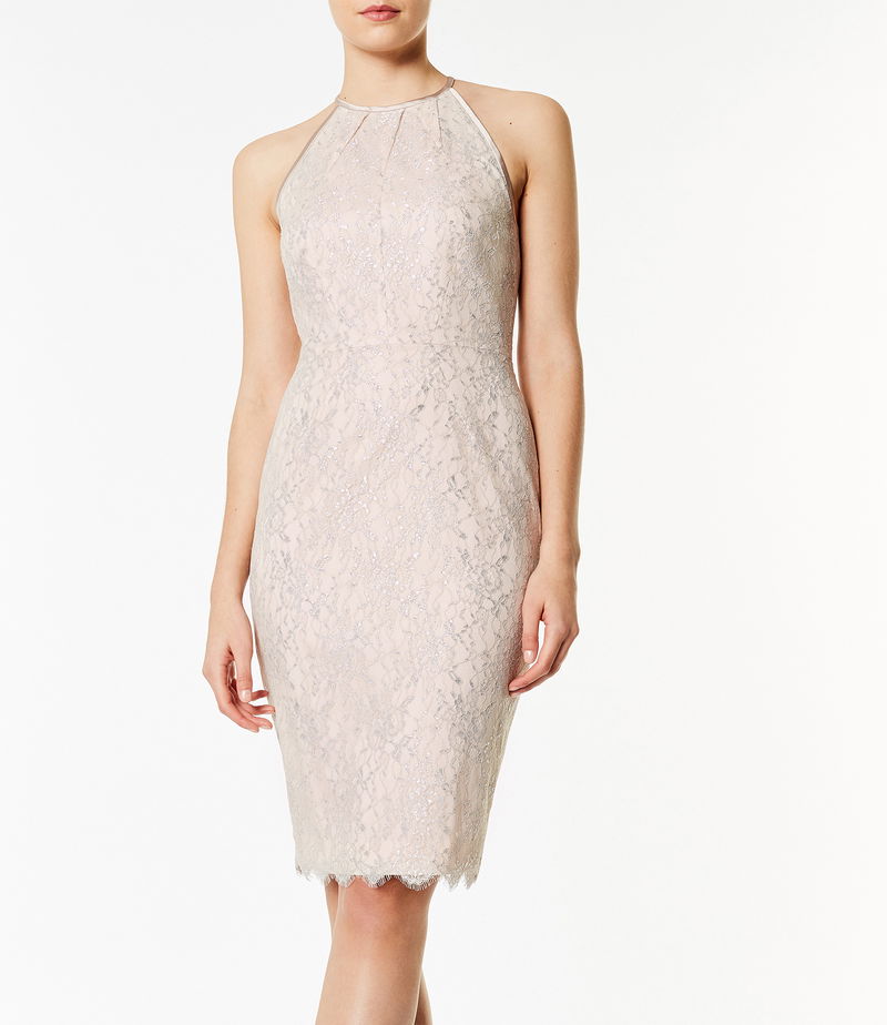 KAREN MILLEN Halterneck Lace Pencil Dress | endource