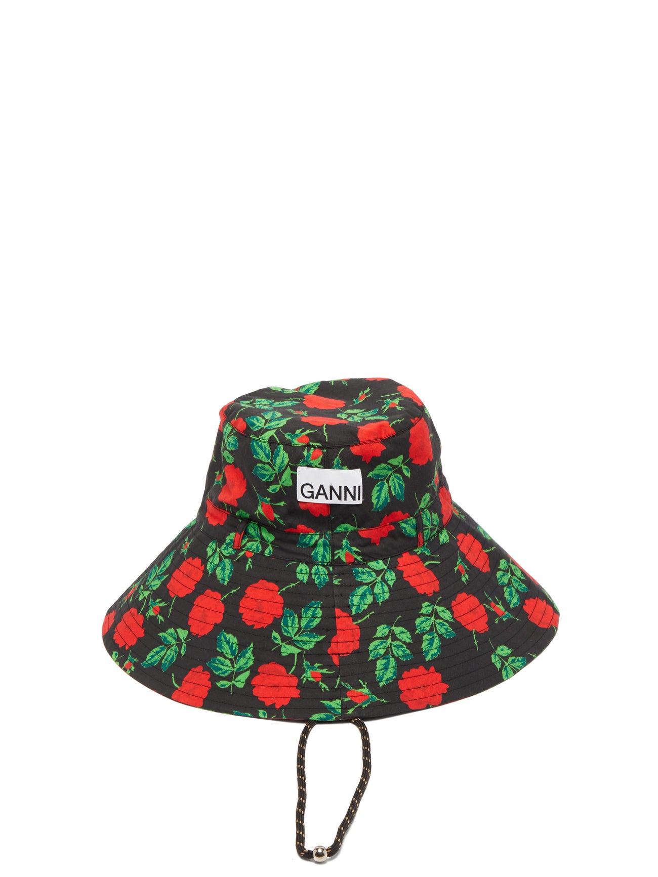 Ganni Bucket Hat XS/S Printed Cotton Poplin Bucket in Green Floral Canvas Summer Ganni Washed Organic Cotton Canvas Bucket Hat (Women  main image 4