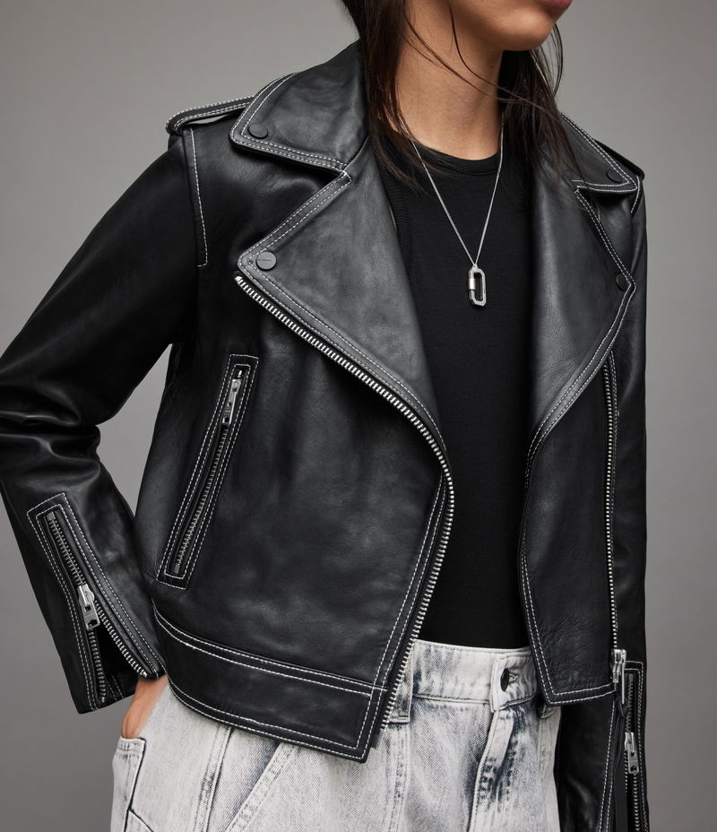 ALLSAINTS Ayra Contrast Leather Biker Jacket | Endource