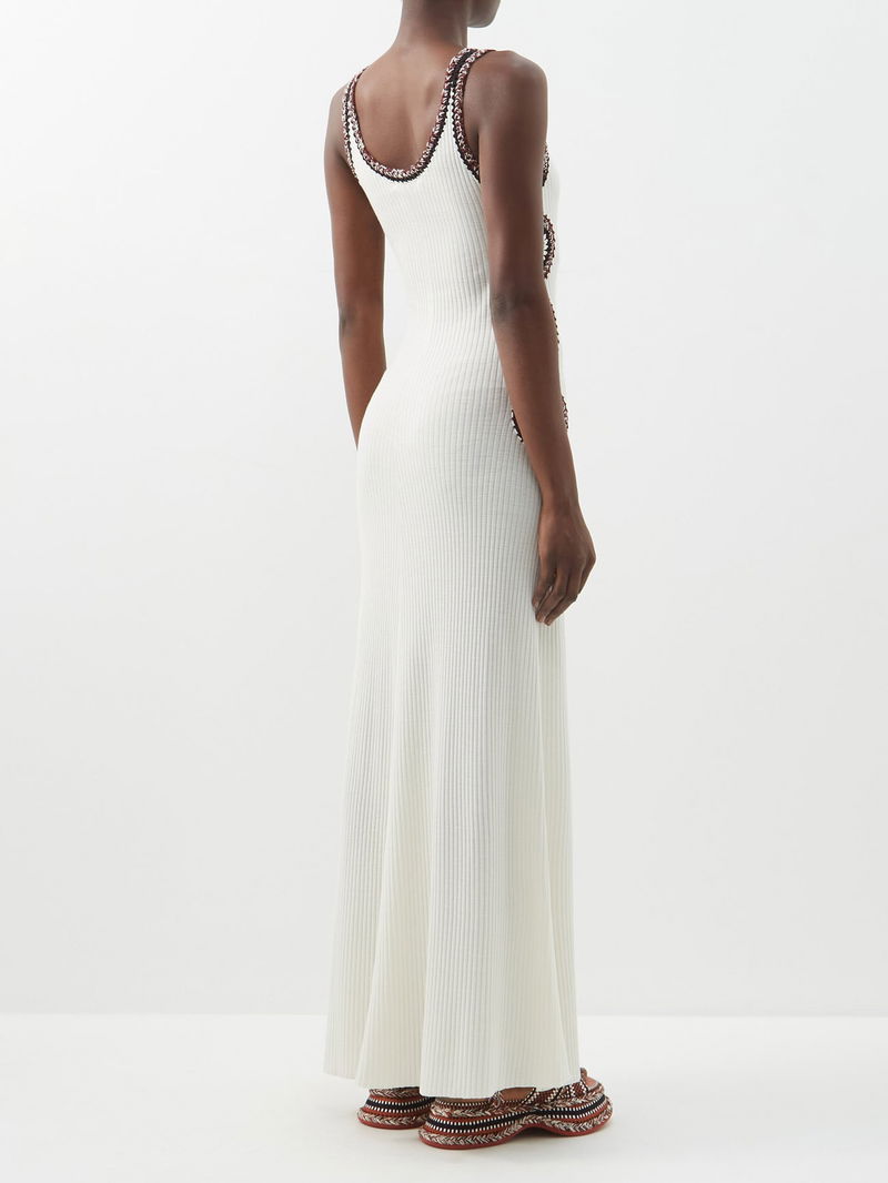 white christmas dresses Chloé studded crochet-knit maxi dress in Black main image 1