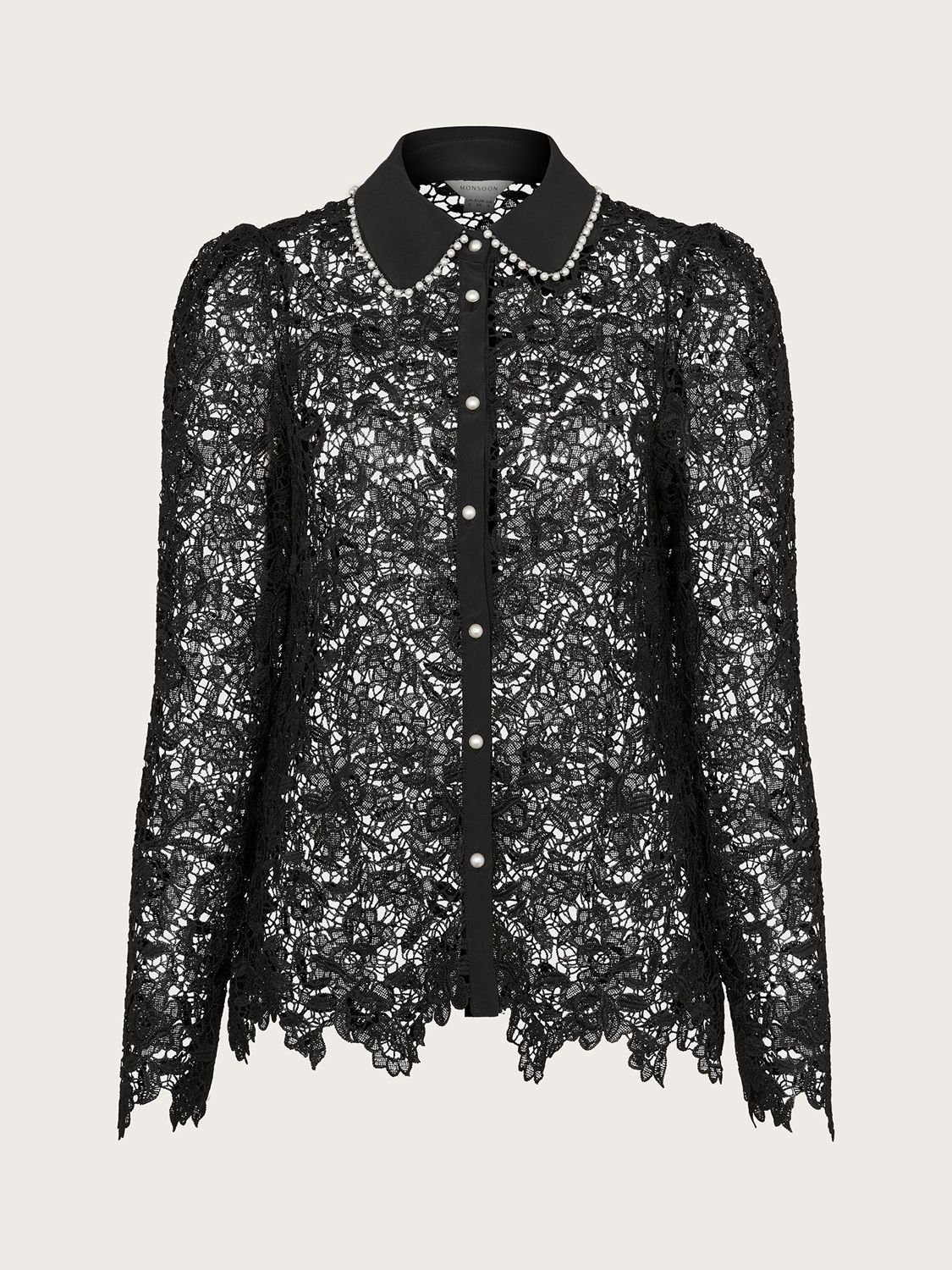 Monsoon Rose Lace Shirt in Black | Endource