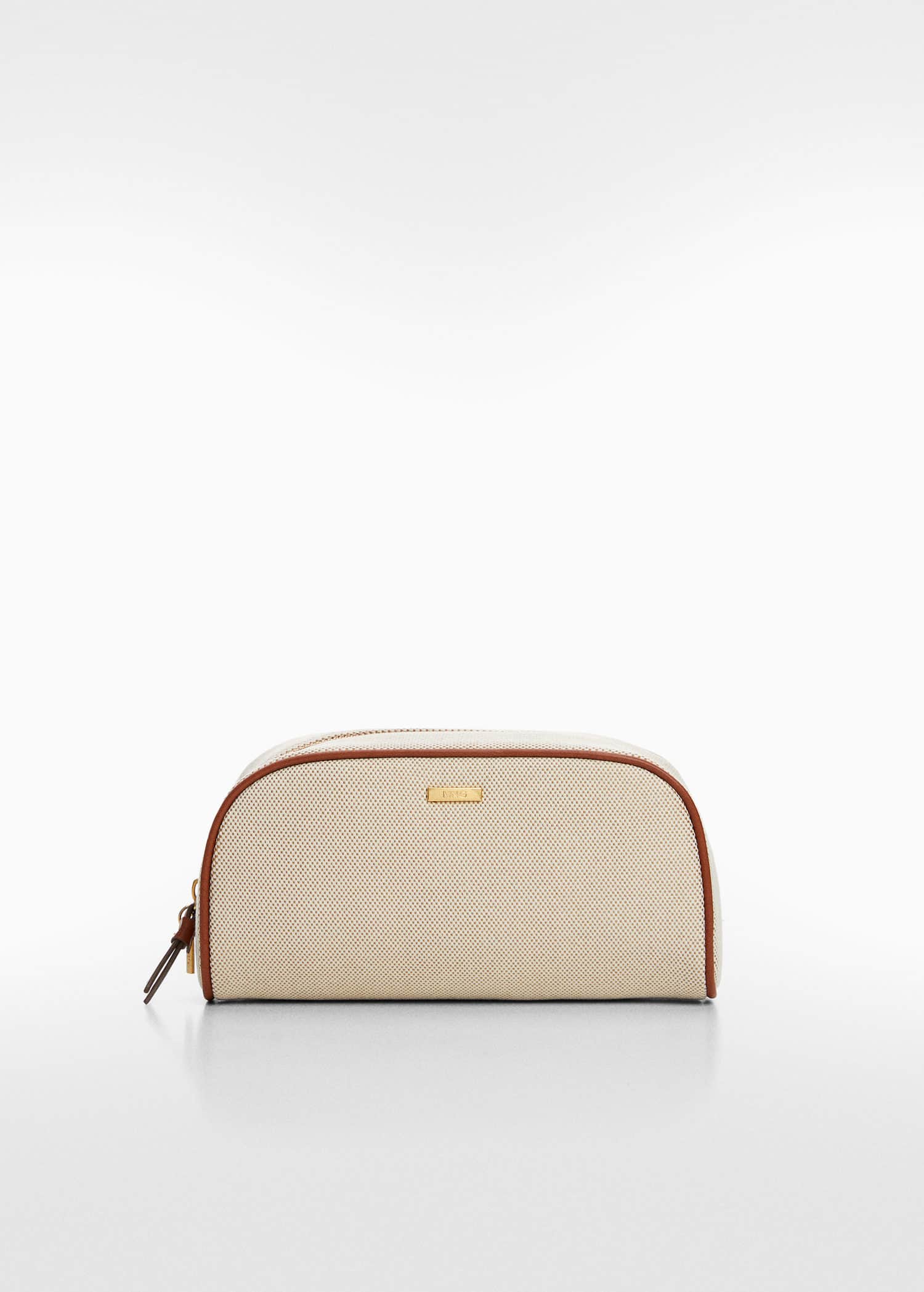 MANGO Contrasting Design Cosmetic Bag in Leather