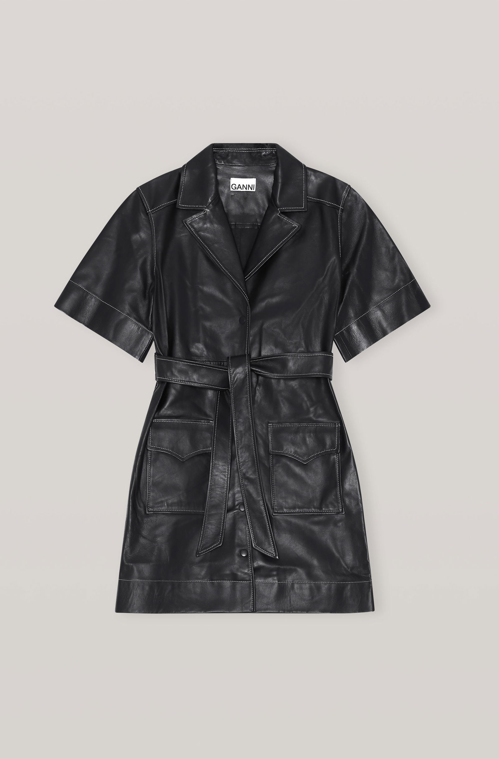 ganni leather shirt dress Mini Wrap ganni