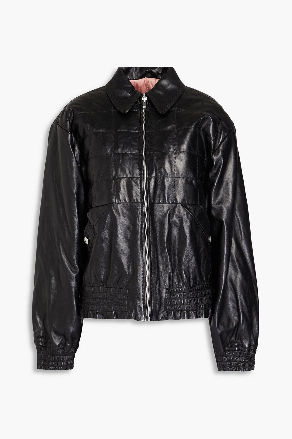 SANDRO Arnold Quilted Leather Jacket in Black | Endource
