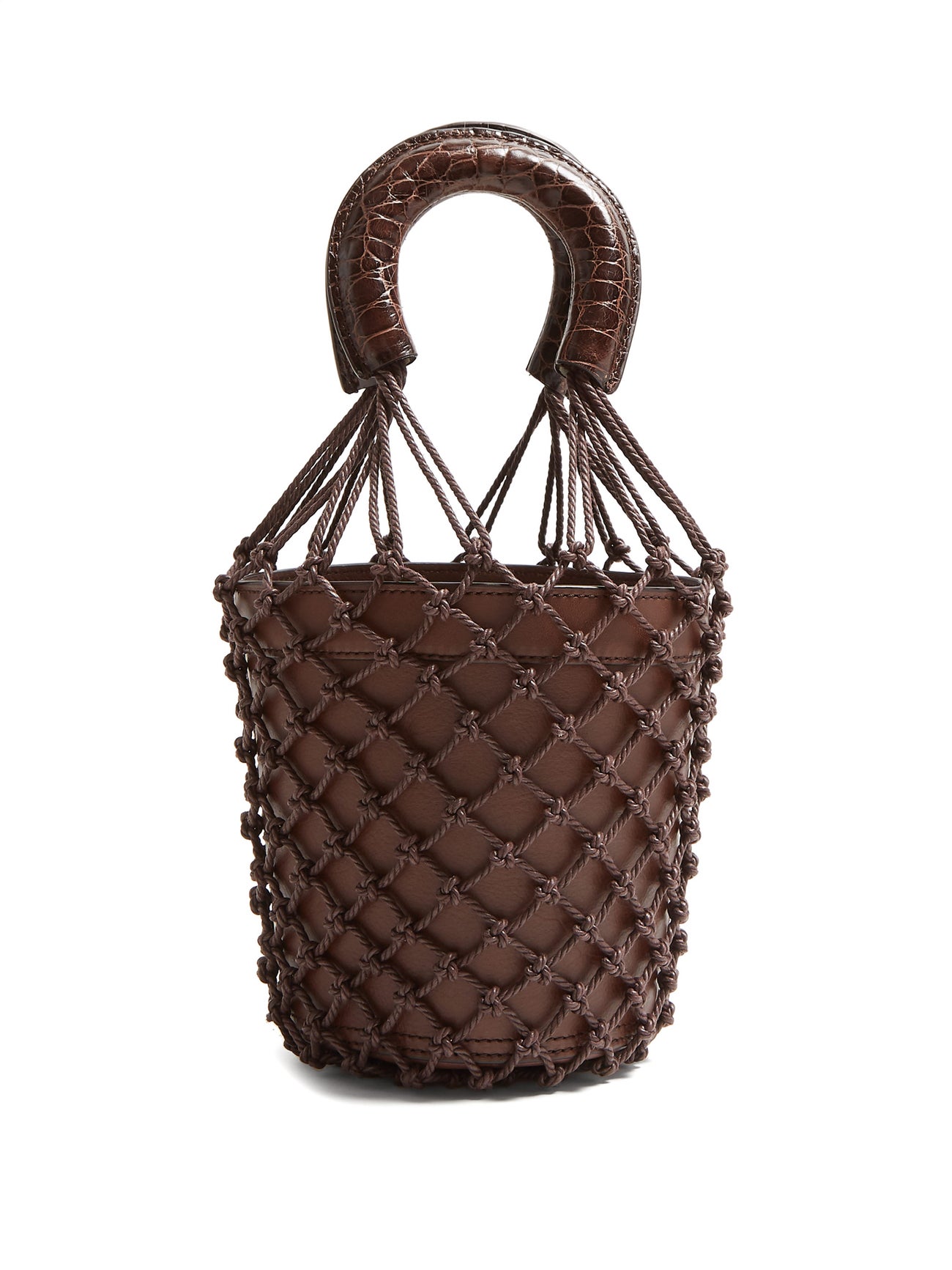 STAUD Moreau Macramé And Leather Bucket Bag | endource