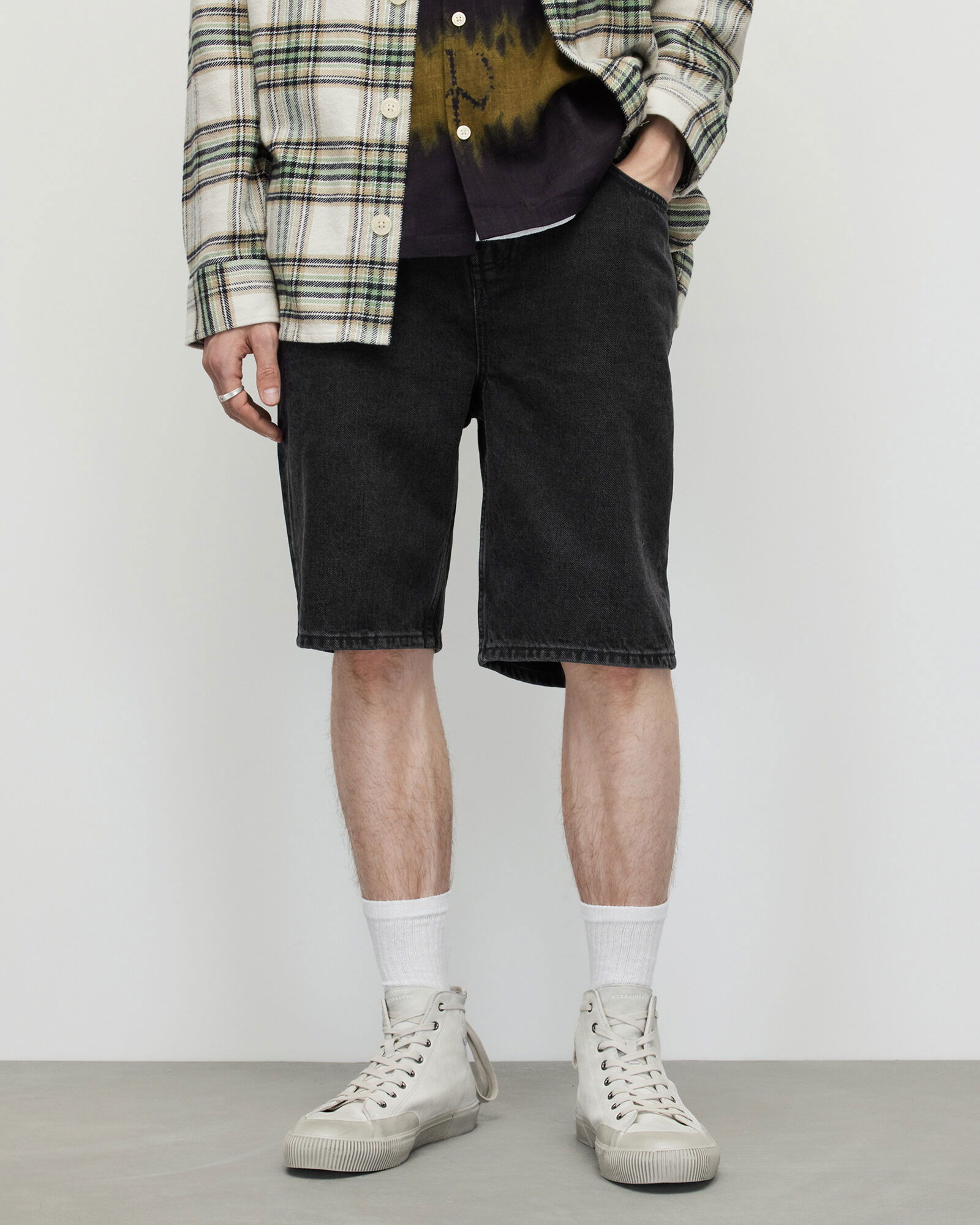 ALLSAINTS Alva Denim Shorts in Washed Black | endource