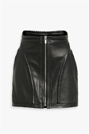 IRO Zyrma Draped Leather Mini Skirt in Black