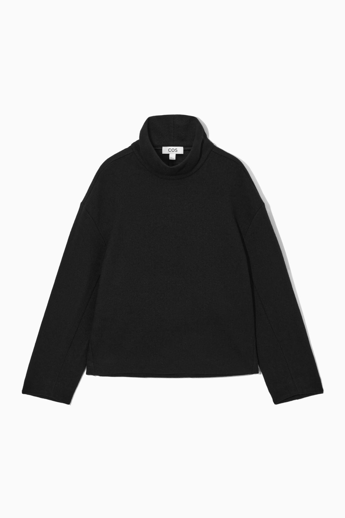 COS Funnel-Neck Boiled Wool Top in BLACK | endource