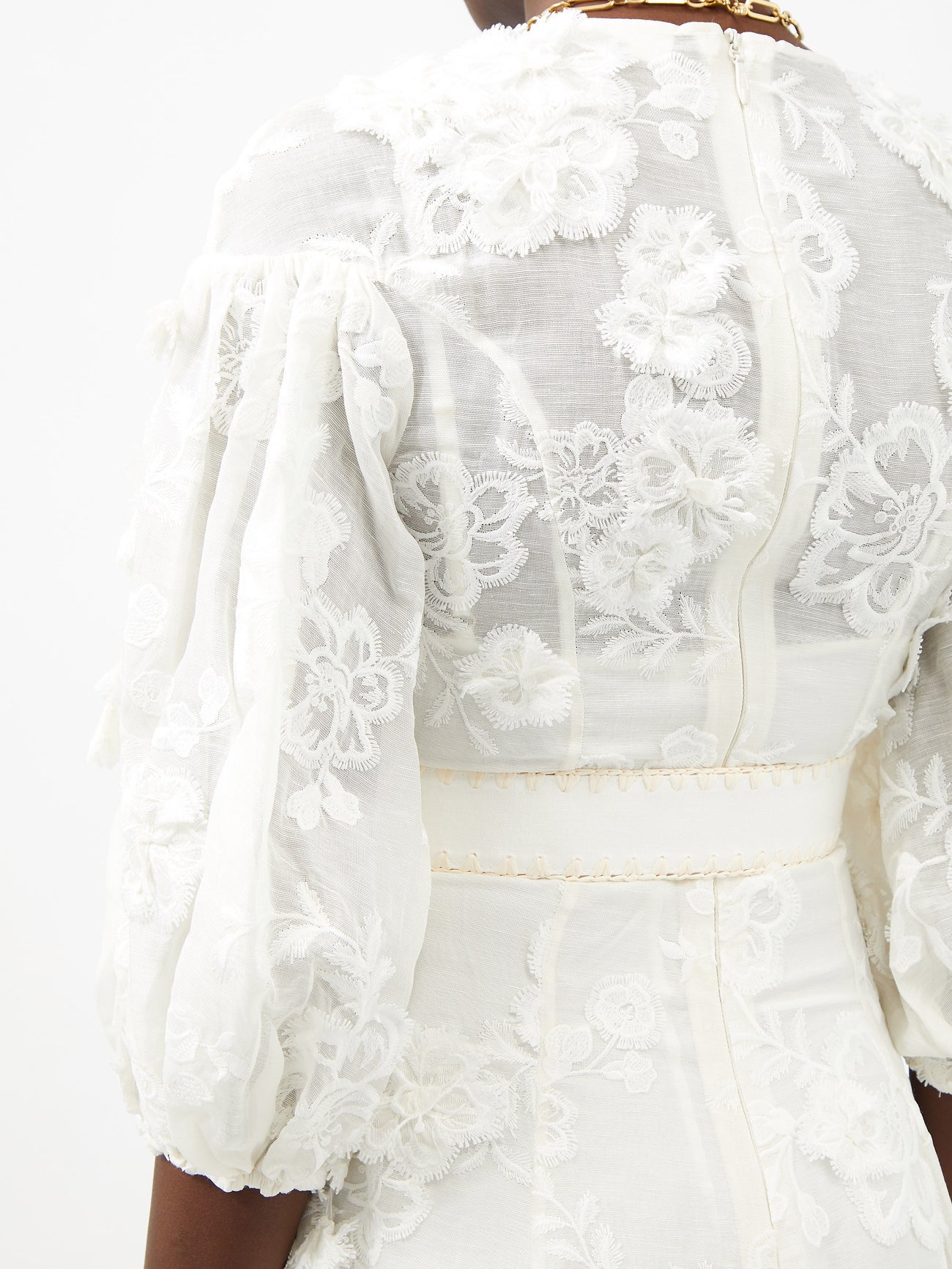 zimmermann postcard floral appliqued linen silk midi dress Zimmermann Postcard Floral Applique Linen-Blend Dress Size 1