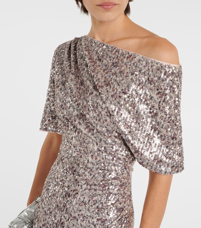 dvf silver sequin dress Diane Von Furstenberg Latika Sequin Dress In Red - 60% Off