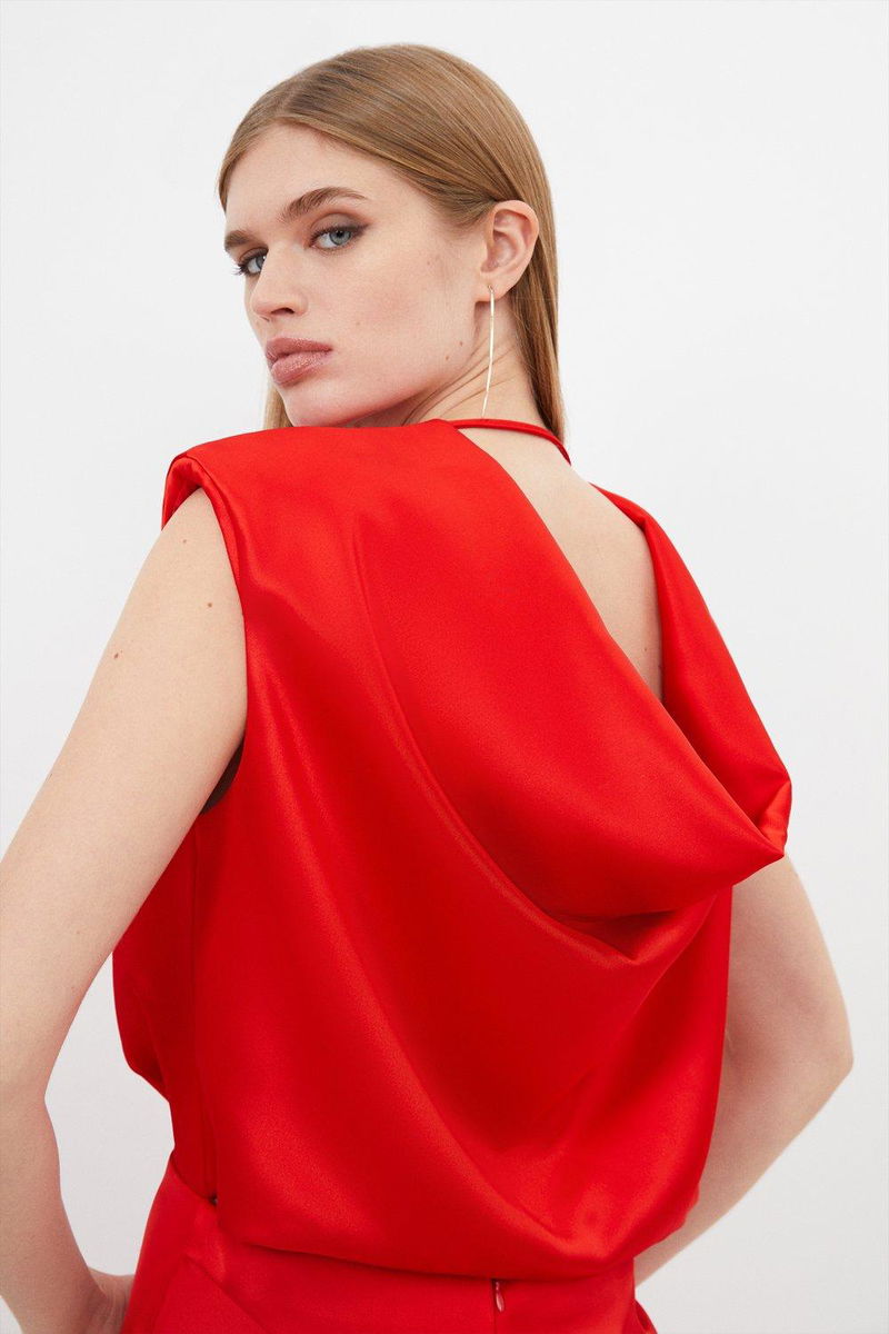 KAREN MILLEN Satin Draped Woven Maxi Dress | endource