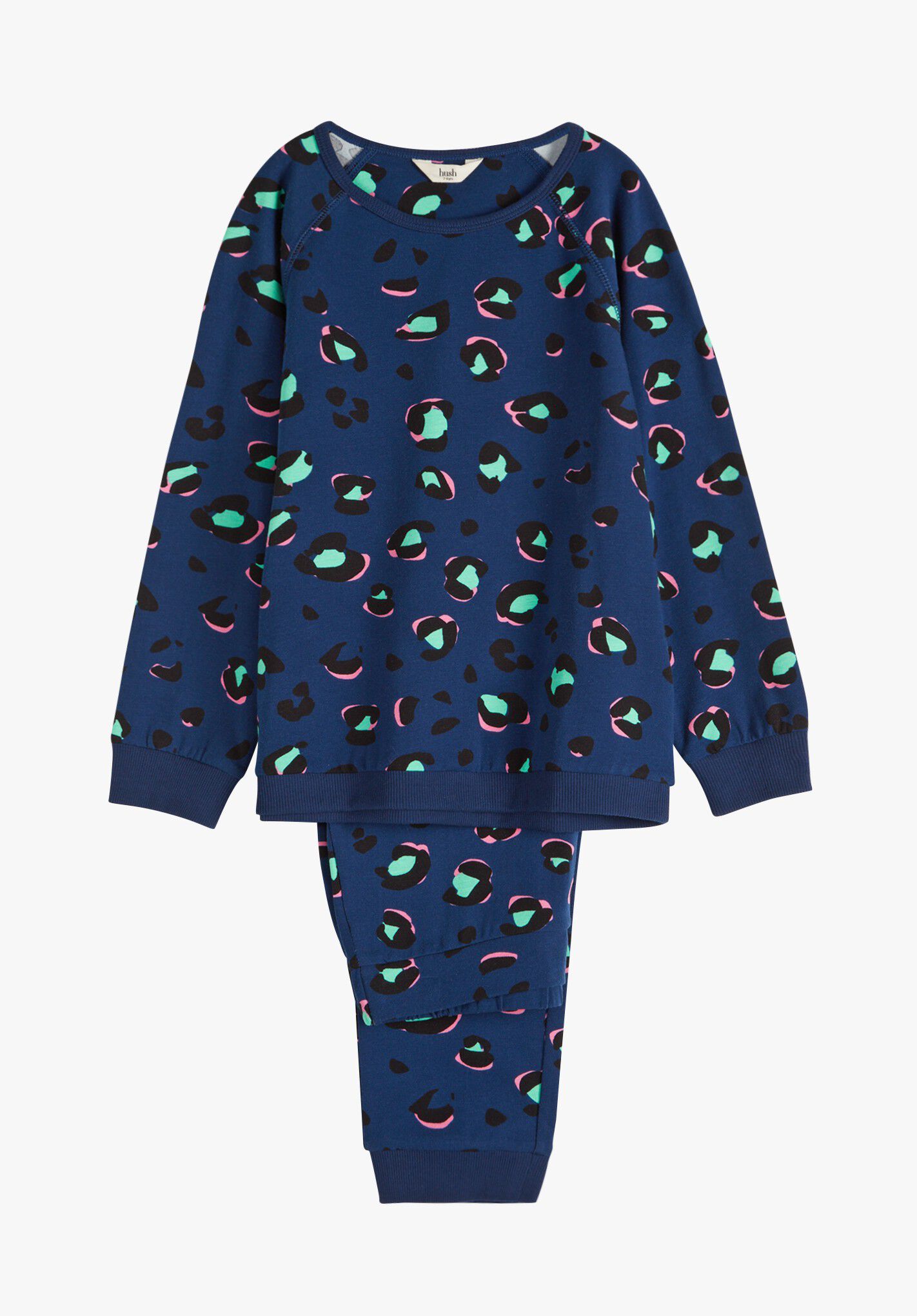 HUSH Joey Pyjamas in Big Leopard Blue/Mint/Pink | endource