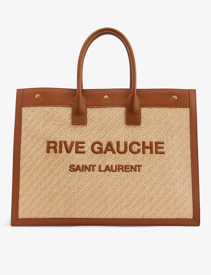 SAINT LAURENT Rive Gauche Raffia Tote Bag endource
