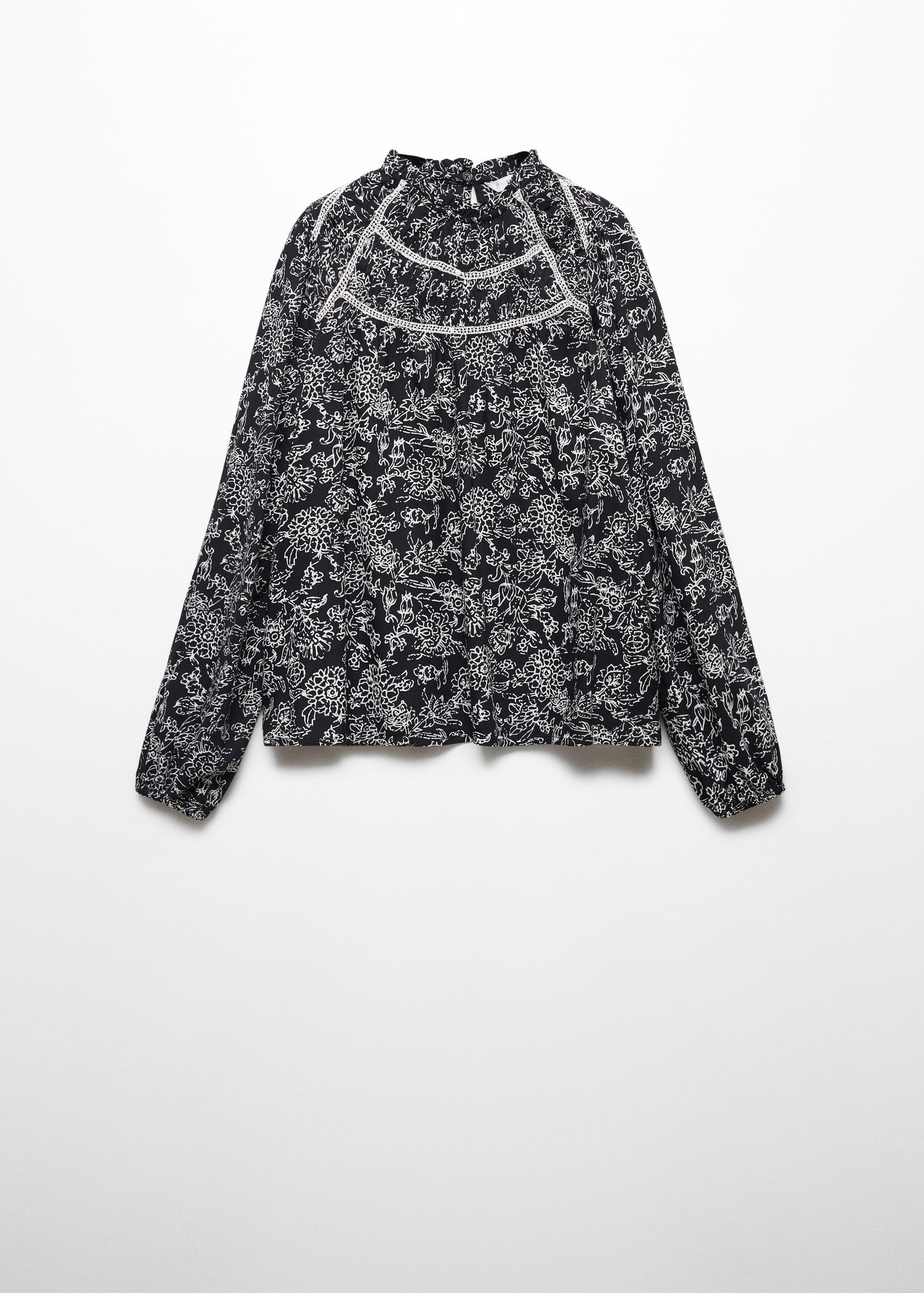 MANGO Printed Blouse in Black | Endource