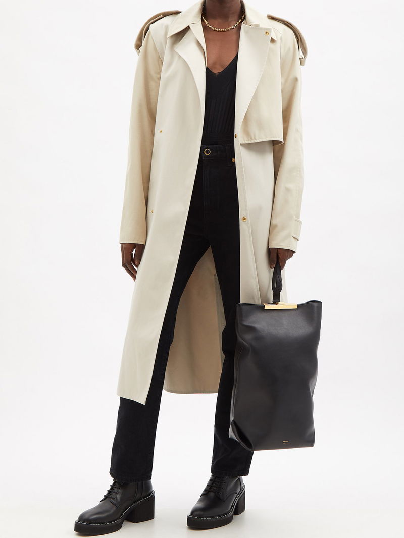 KHAITE Iris Leather Backpack in Black | endource