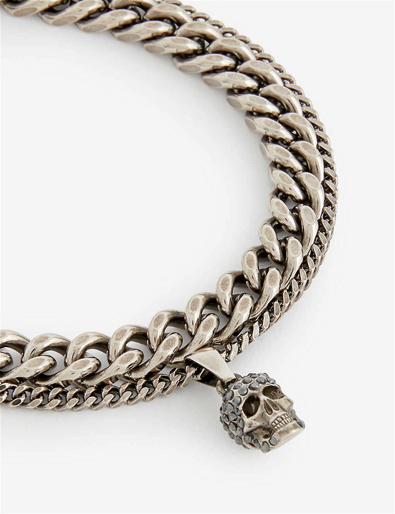 ALEXANDER MCQUEEN Skull-Charm Swarovski Crystal-Embellished Brass ...