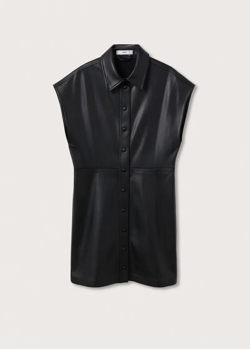 mango faux leather shirt dress MANGO Women's Faux-Leather Shirt Dress