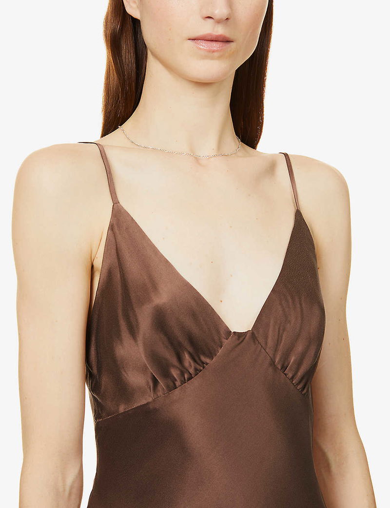 BEC & BRIDGE Amber V-Neck Silk Mini Dress | endource
