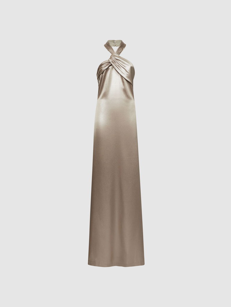 HALSTON Raelynn Metallic Maxi Dress | endource