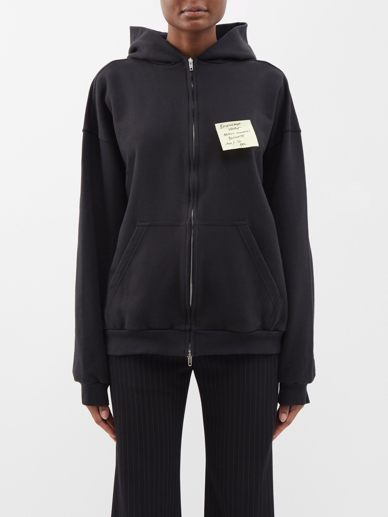 BALENCIAGA Logo-Print Cotton-Jersey Hoodie | endource